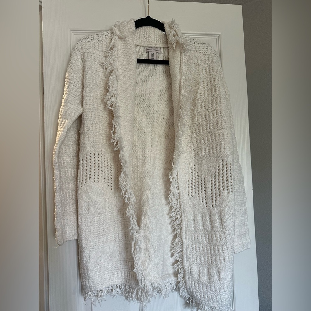 Cozy Cream Fringed Women's Sweater
